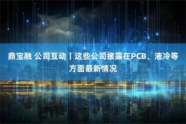 鼎宝融 公司互动丨这些公司披露在PCB、液冷等方面最新情况