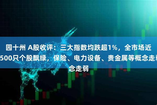 园十州 A股收评：三大指数均跌超1%，全市场近4500只个股飘绿，保险、电力设备、贵金属等概念走弱