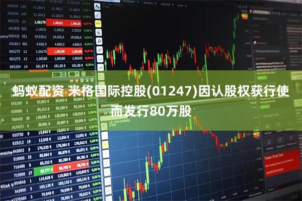 蚂蚁配资 米格国际控股(01247)因认股权获行使而发行80万股