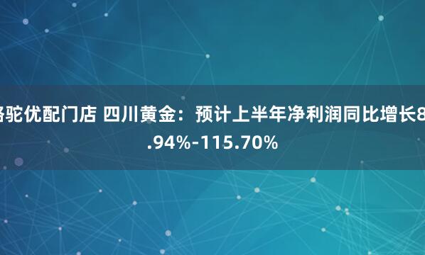 骆驼优配门店 四川黄金：预计上半年净利润同比增长86.94%-115.70%